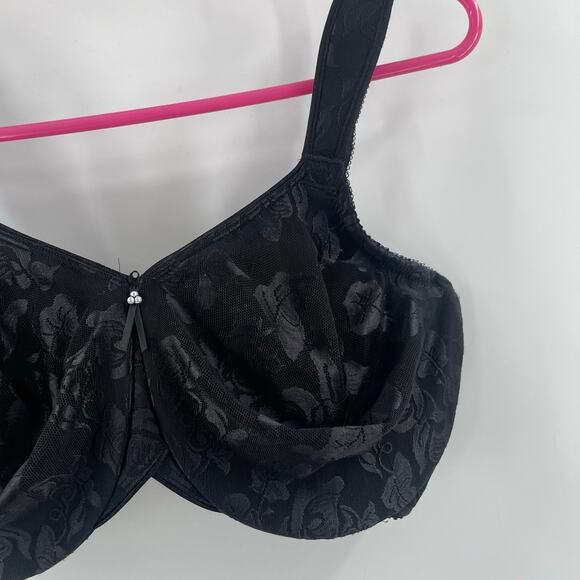 WACOAL Bra 36DDD 85567 Awareness Full Coverage Black Floral Underwire Unlined - Picture 10 of 16